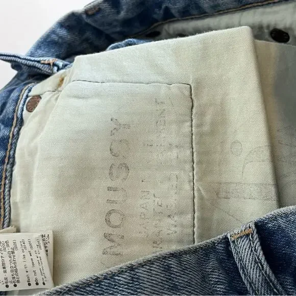 MOUSSY VINTAGE Lewton Rigid Denim button fly distressed tapered jeans size 25 - Picture 8 of 9